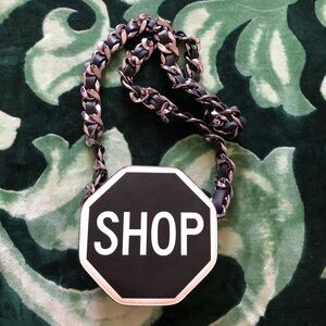 Sexy black and white octagon shaped “SHOP” bag